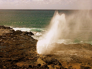 Spouting horn, a mile away from Hawaiian hibiscus vacation rental home