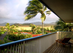 Windy weather in the morning at Poipu Kauai Hawaii, Bird of Paradise vacation rental home