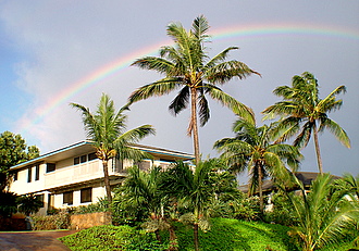 Rainbow view from Poipu Kauai rental Home.
